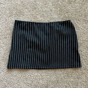 Black Fitted Pinstripe Micro Mini Skirt